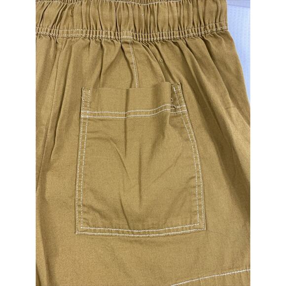 Free Assemby Shorts Womens‎ Large Brown Elastic Waist Rope Tie Slash Pockets - Picture 9 of 9